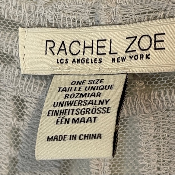 Rachel Zoe Sheer Lacey Long Open Front Kimono Grey One Size - Picture 6 of 7